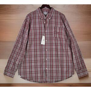 Staple Pigeon Men's Quality Design Plaid Long Sleeve Shirt Red Grey Tan Size 3XL